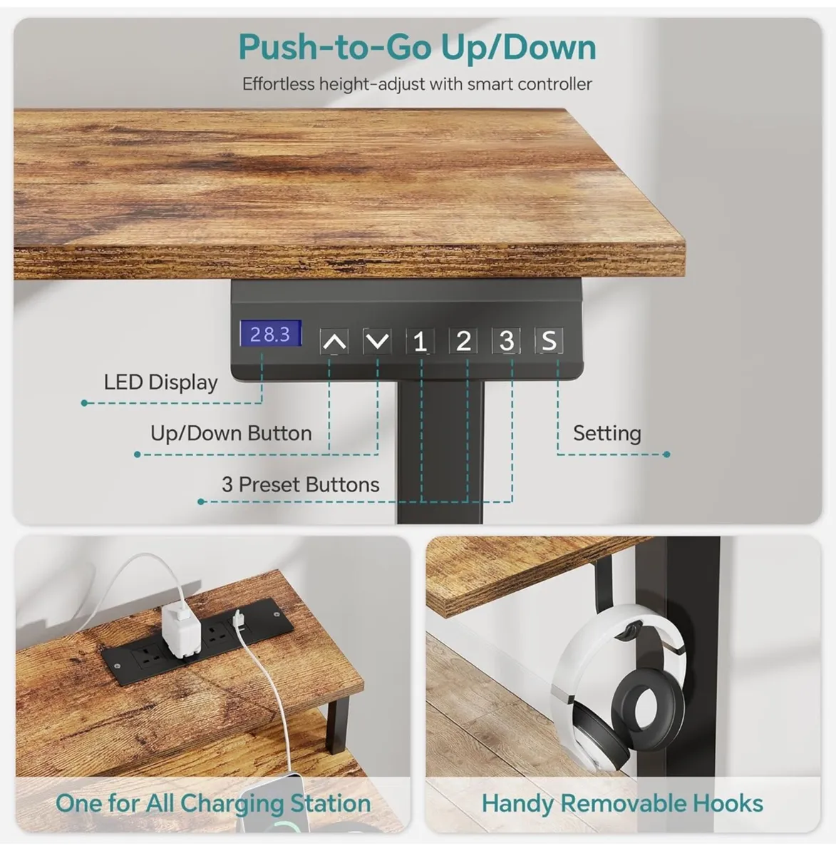 Standing Desk, Electric Height Adjustable Desk wit - Image 4