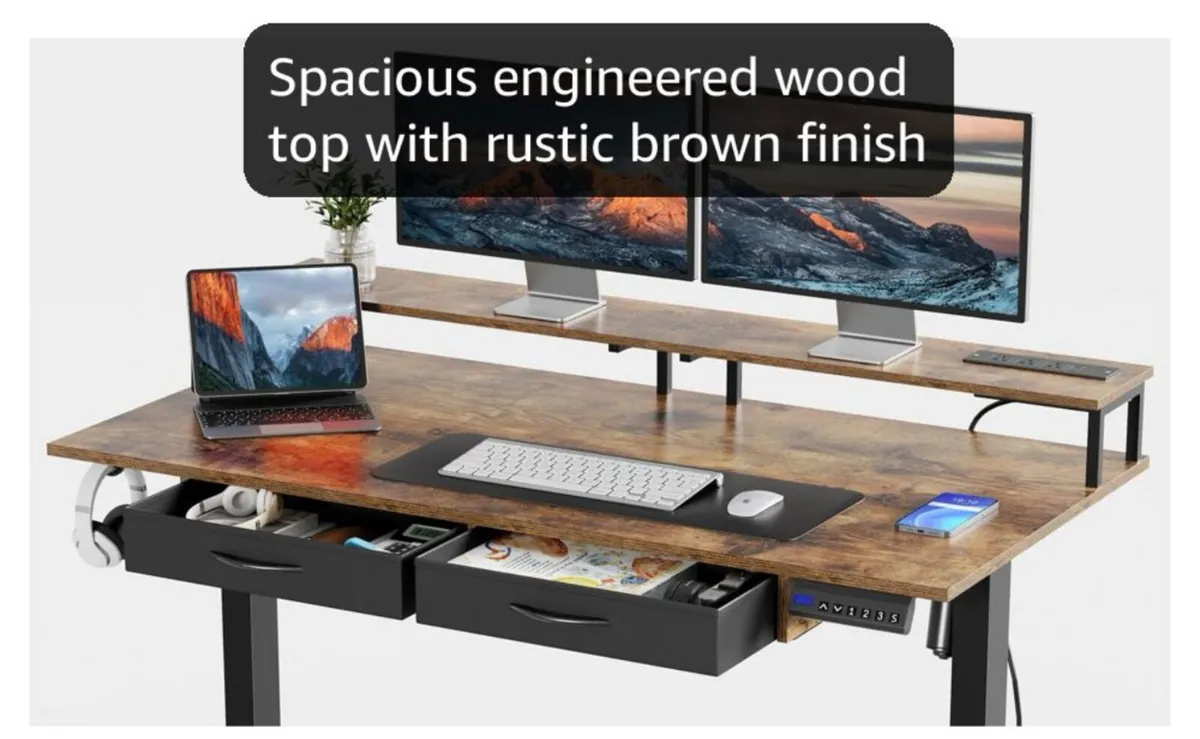 Standing Desk, Electric Height Adjustable Desk wit - Image 3