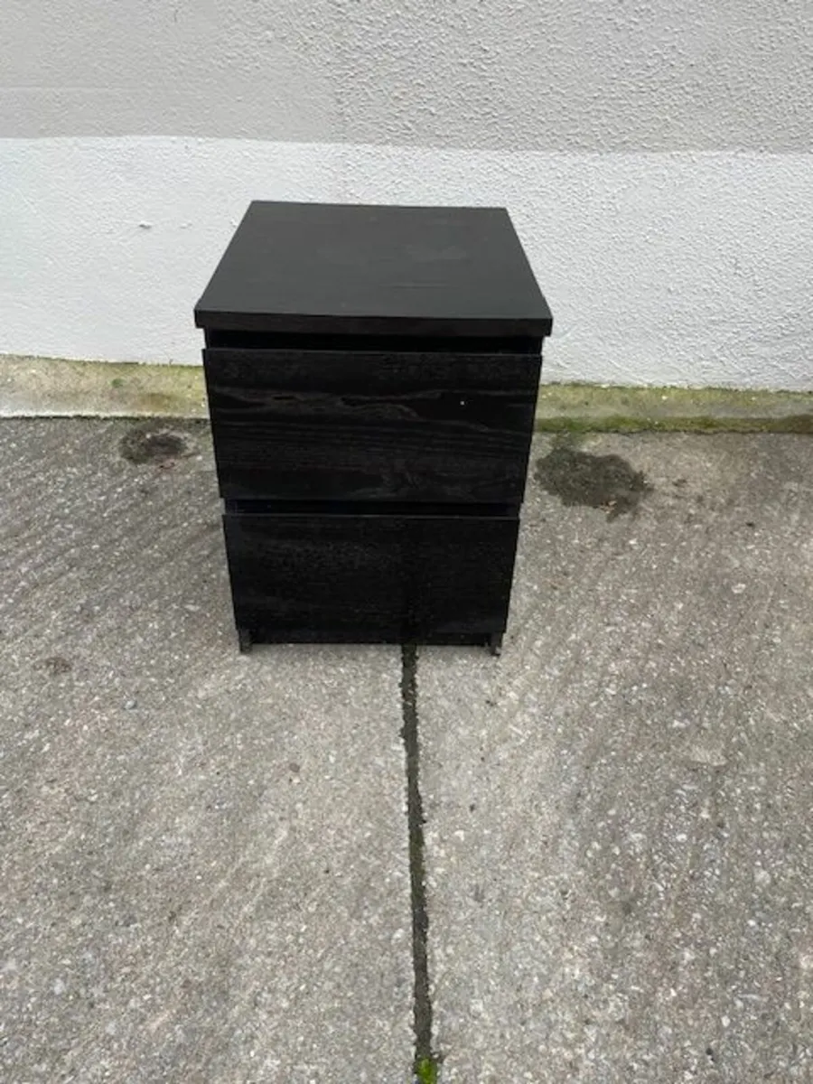 2 Drawer Black Bedside Locker - Image 1