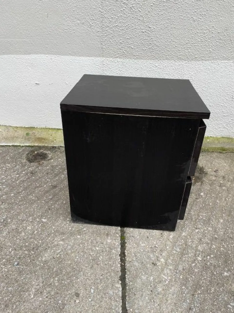 2 Drawer Black Bedside Locker - Image 2