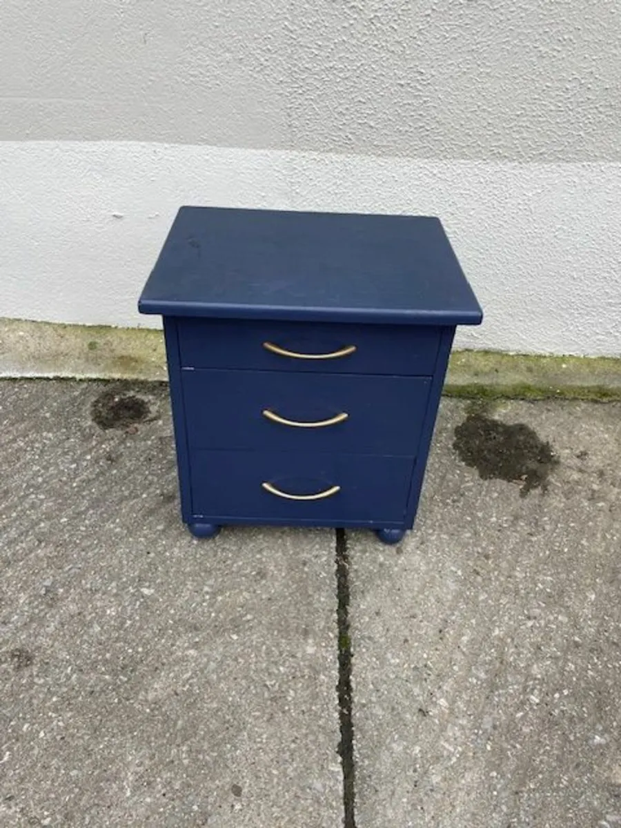 3 Drawer Blue Bedside Locker - Image 1