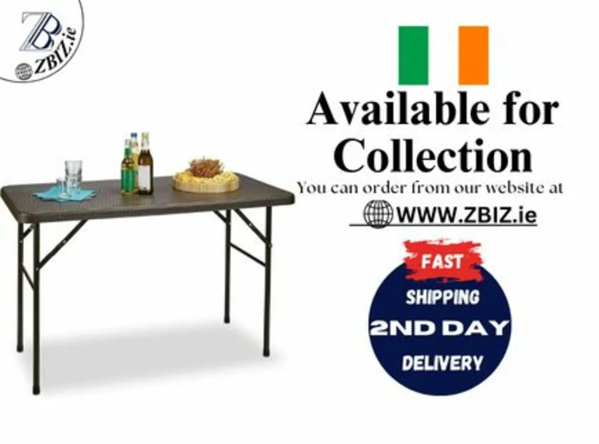 Rattan Look Folding Garden Table Weatherproof - Image 1
