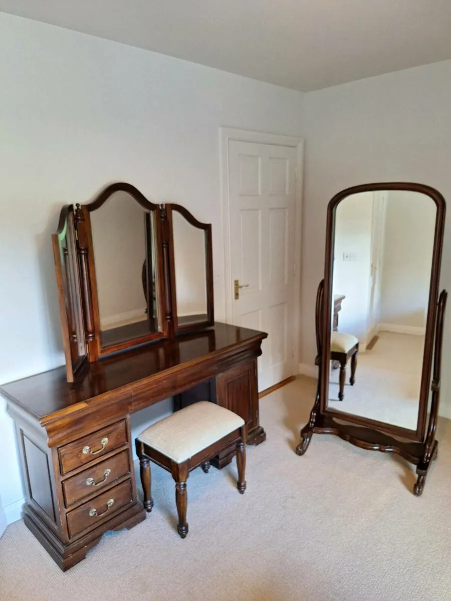 Mahogany Dressing Table Set & Full Length Mirror - Image 3
