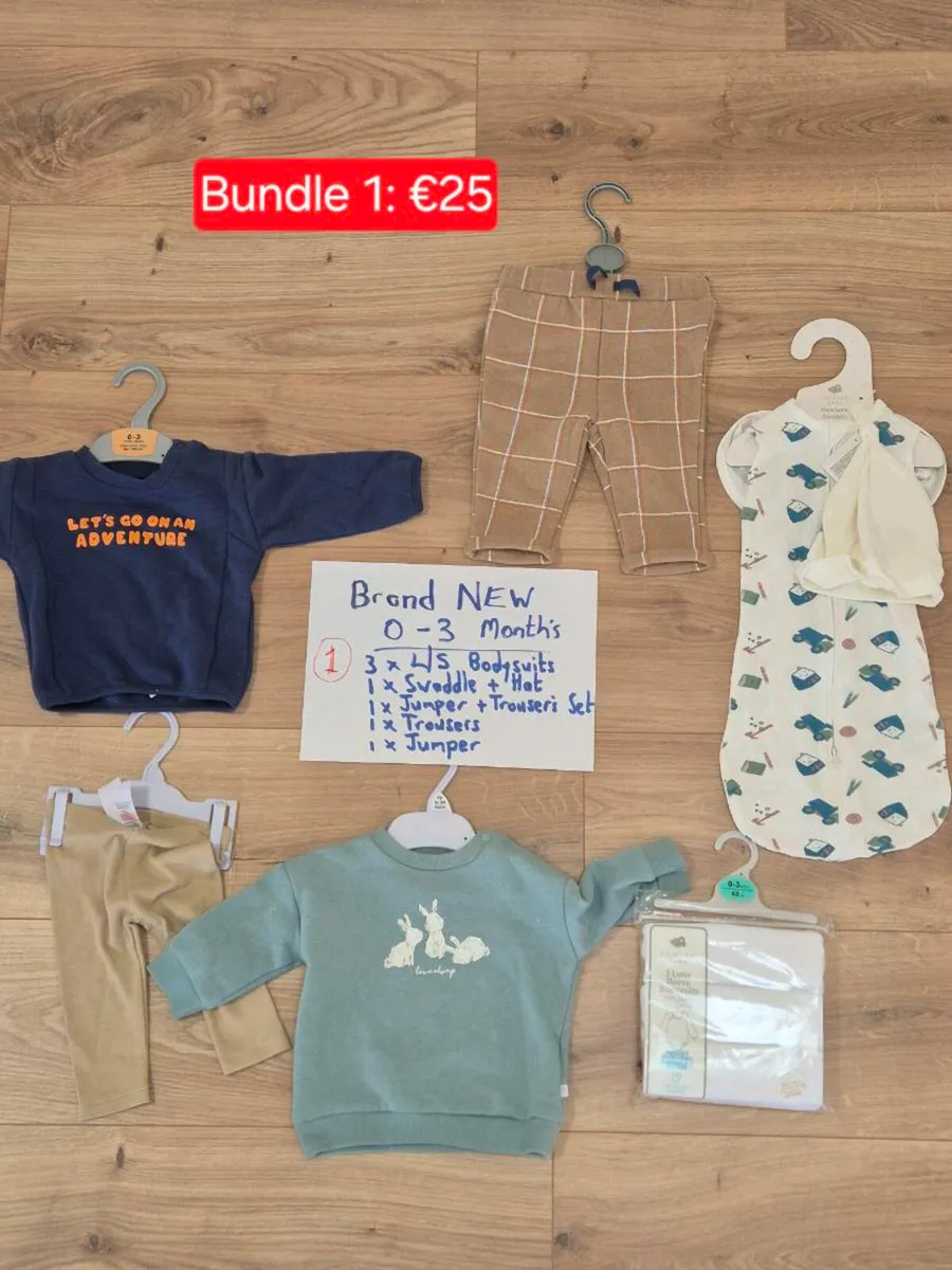 BRAND NEW BABY BOY CLOTHES
NEWBORN TO 24 MONTHS - Image 1
