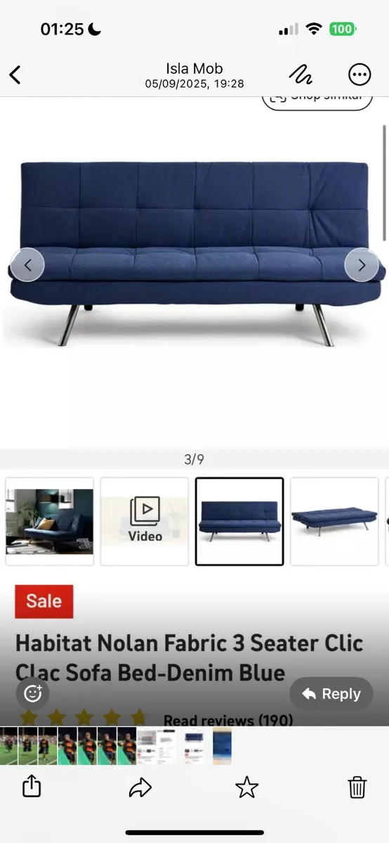 Clic clac three seater sofa bed - Image 1