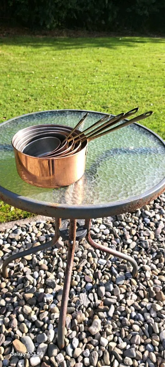 Old  copper saucepan set - Image 1