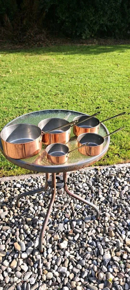 Old  copper saucepan set - Image 2