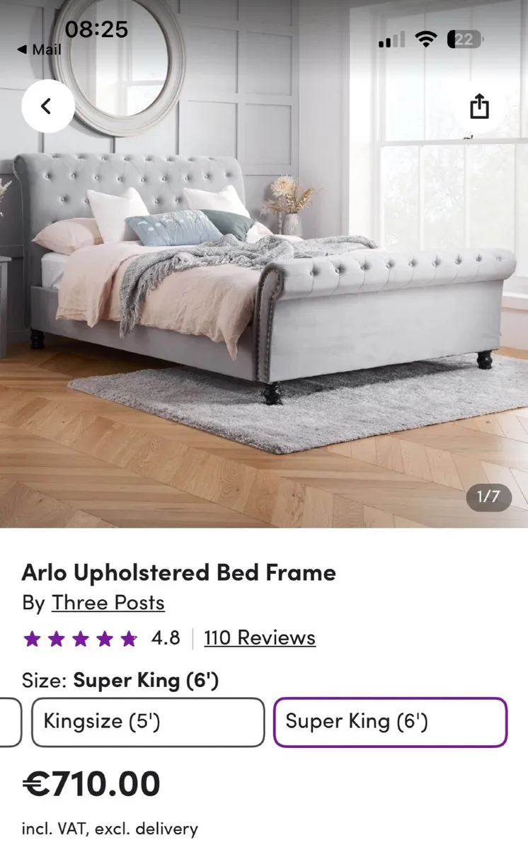 Upholstered bed, super king size - Image 1