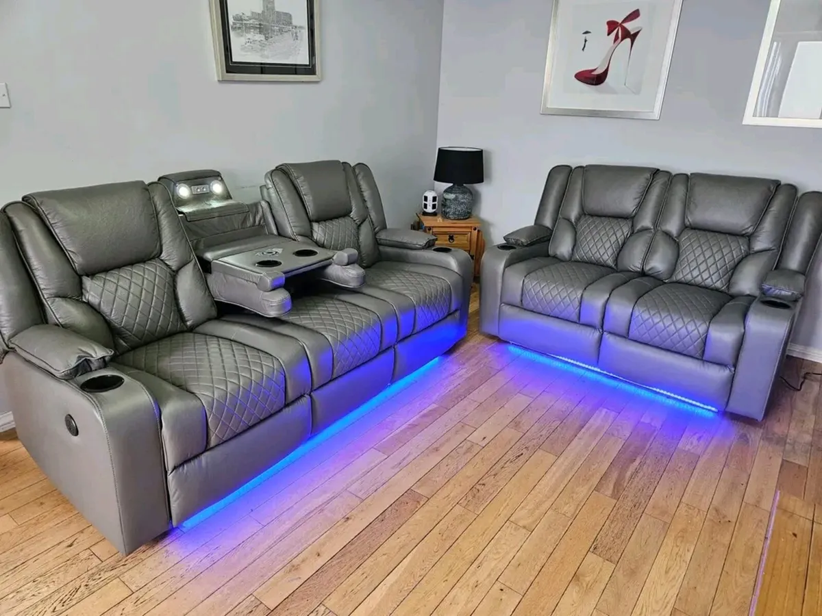 Electric Real Leather Orlando Recliner Sofa Set - Image 2