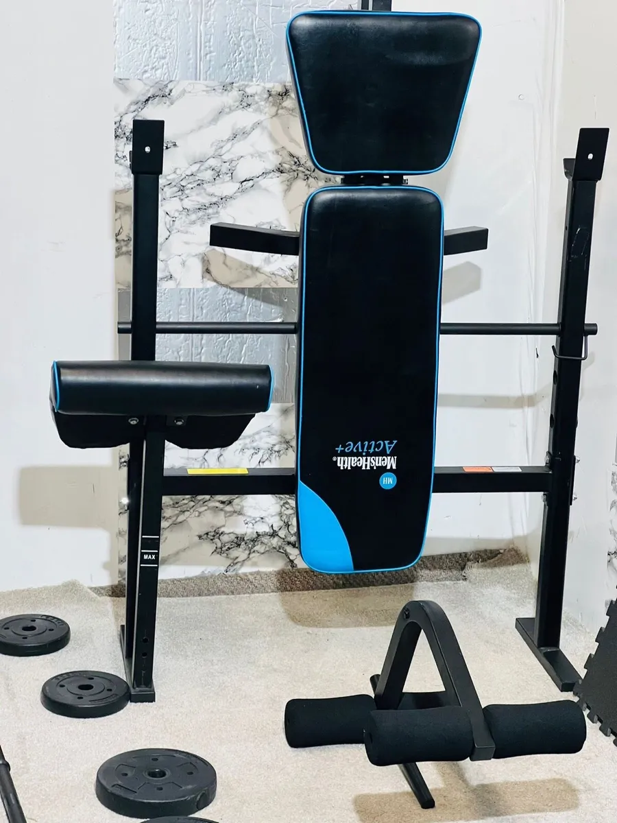 GYM BUNDLE WEIGHT BENCHS BARS MATS ETC - Image 2