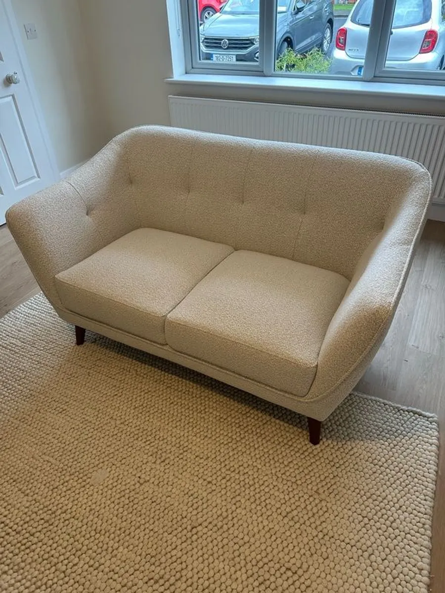 Cream Fabric 2 Seater Sofa - Image 1