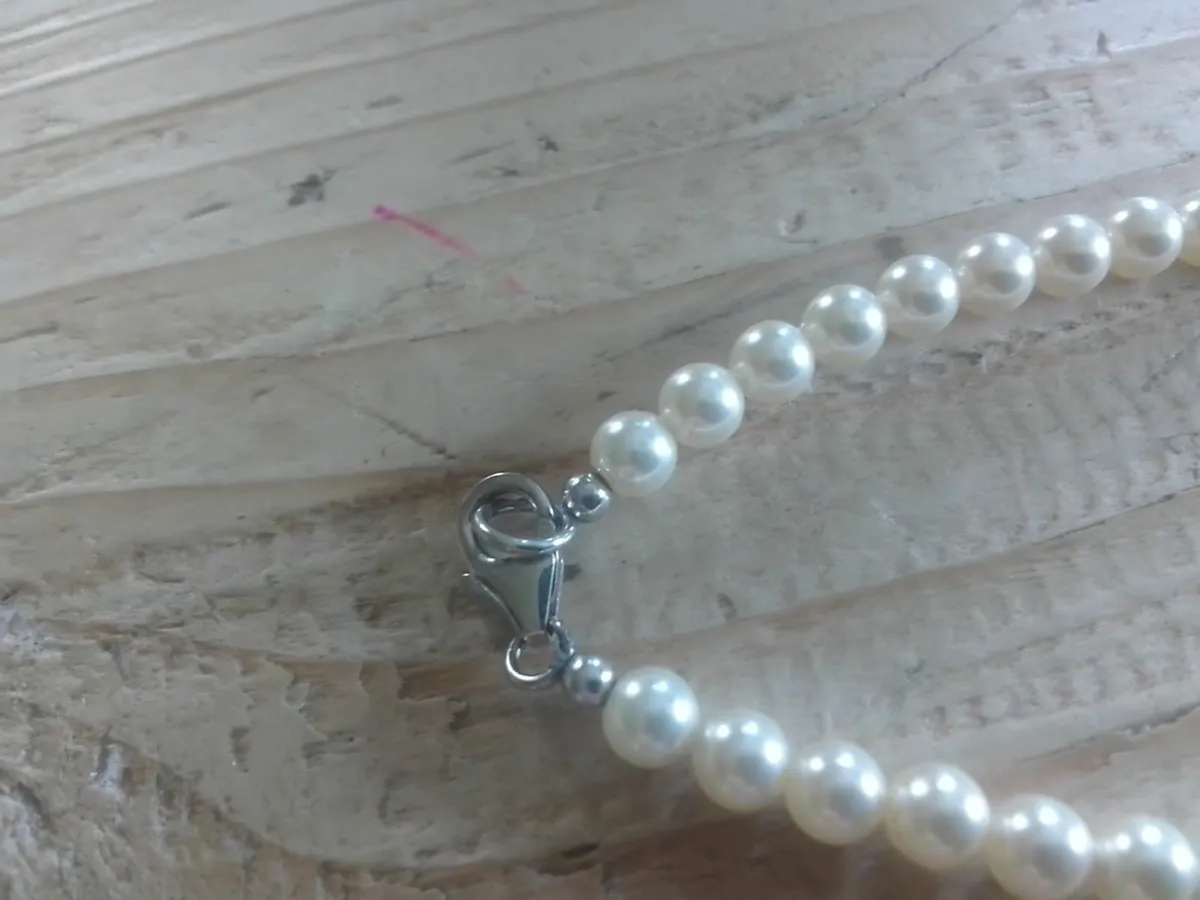 PEARL & STERLING SILVER BRACELET 7.5" NEW - Image 4