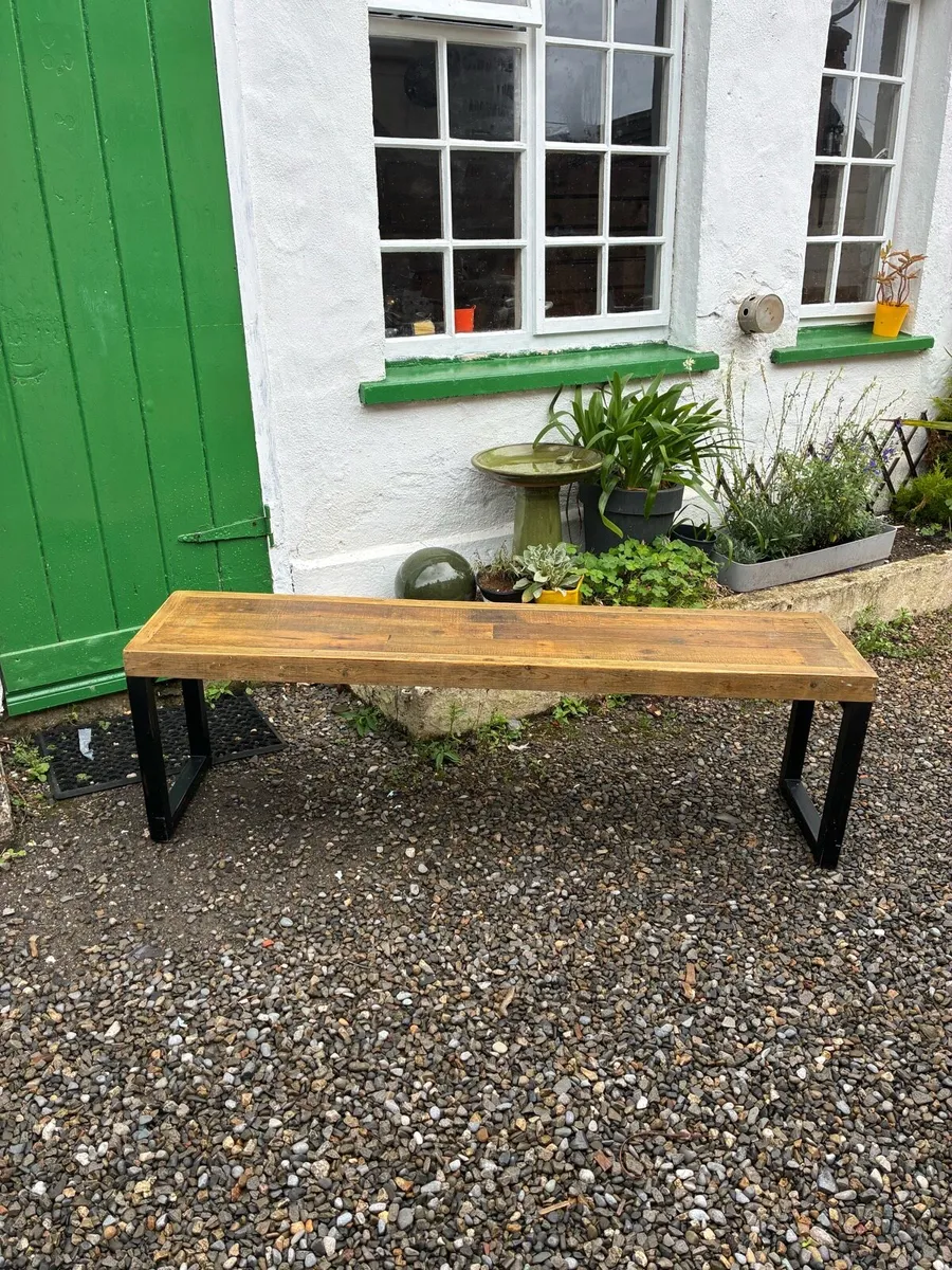 Wooden Dining table and benches - Image 2