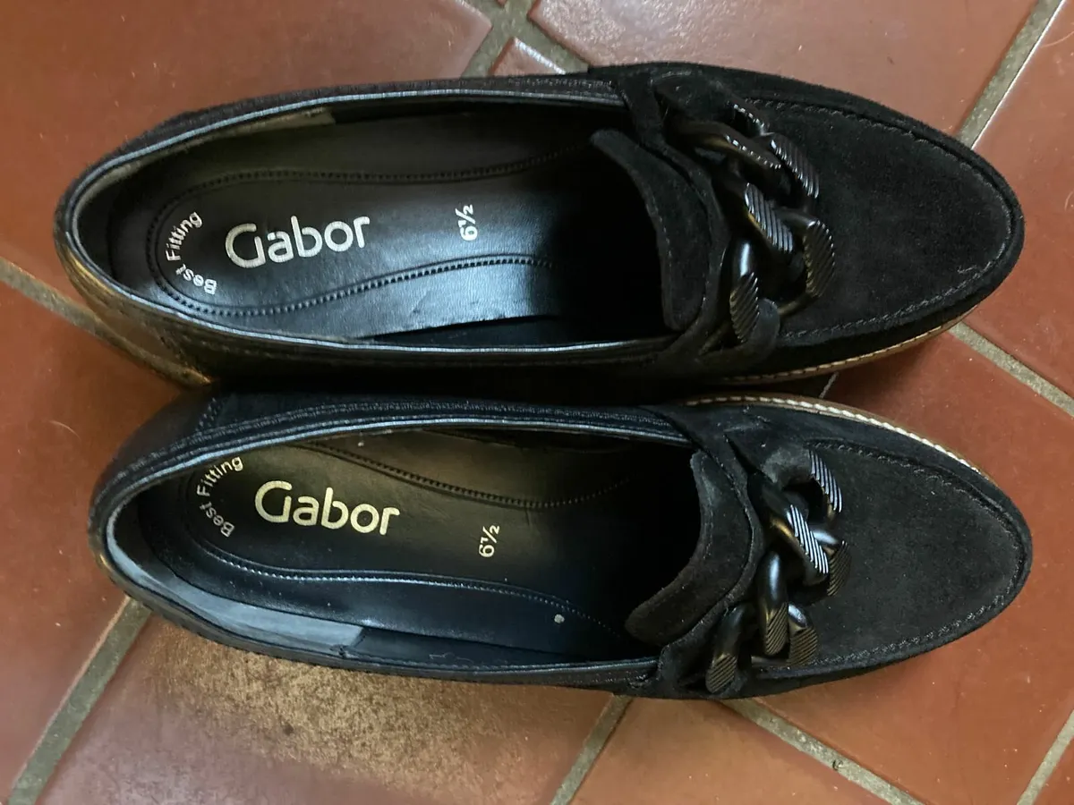Ladies Black suede GABOR loafers - Image 1