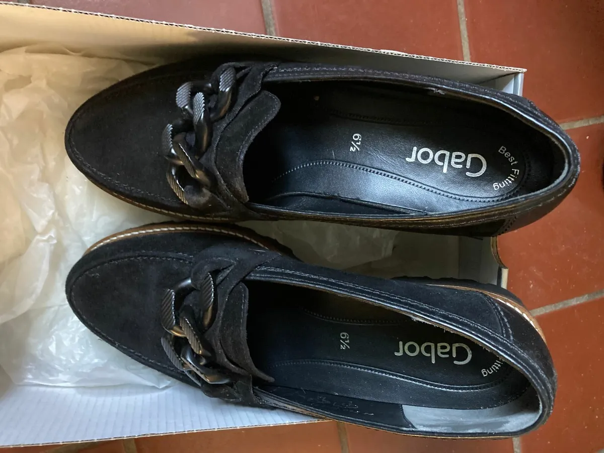 Ladies Black suede GABOR loafers - Image 2