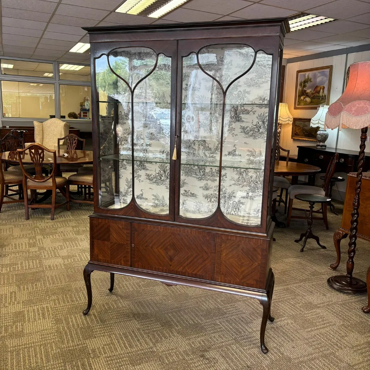Fabulous Edwardian mahogany display cabinet with p