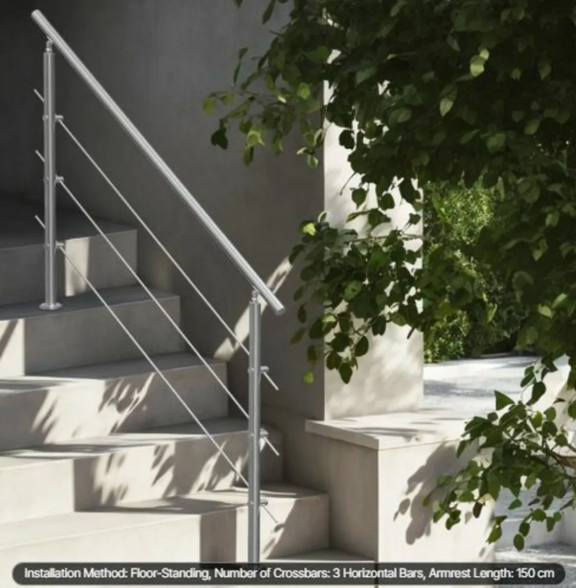149.9 cm Handrails for Outdoor Steps 3 Crossbars - Image 4