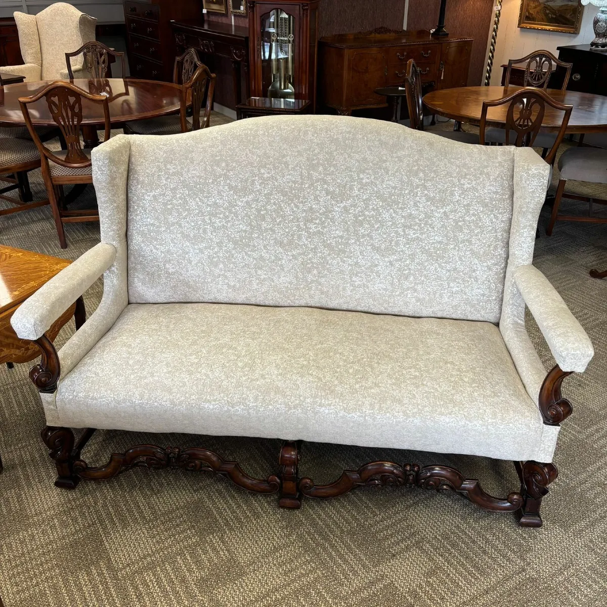 Beautiful mahogany Edwardian double cream fabric s