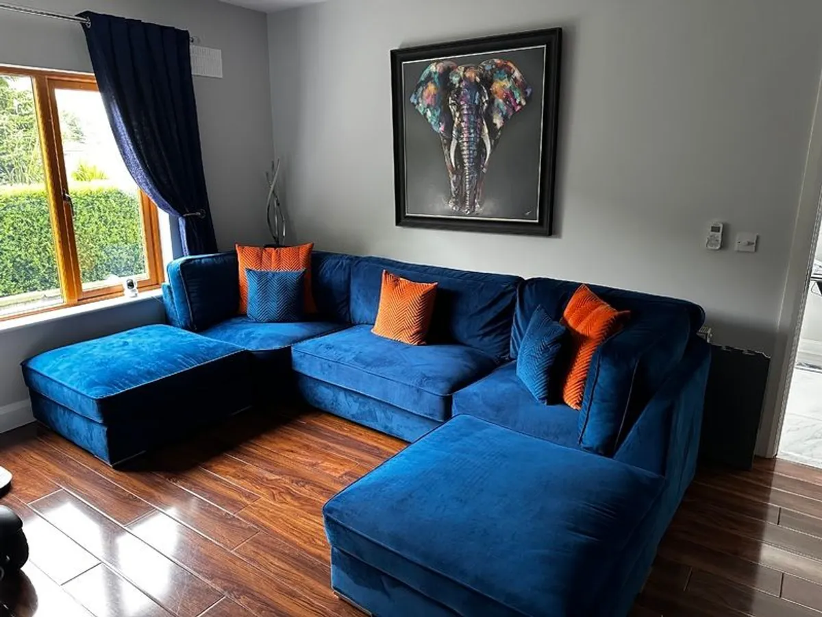 Navy Cinema Style Sofa and Corner Swivel - Image 2