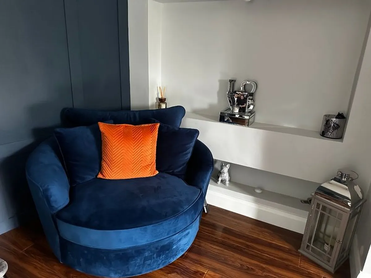 Navy Cinema Style Sofa and Corner Swivel - Image 3