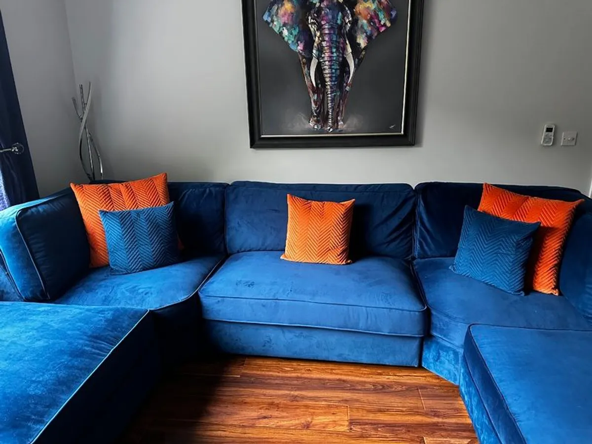 Navy Cinema Style Sofa and Corner Swivel - Image 4