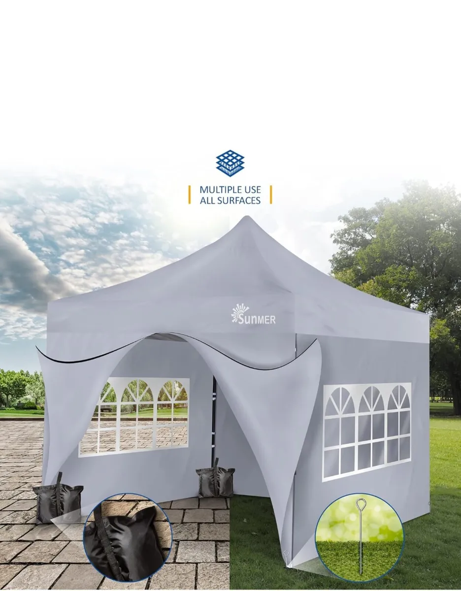 SUNMER 3x3M Pop-Up Gazebo with 4 Sides - Grey - Image 2