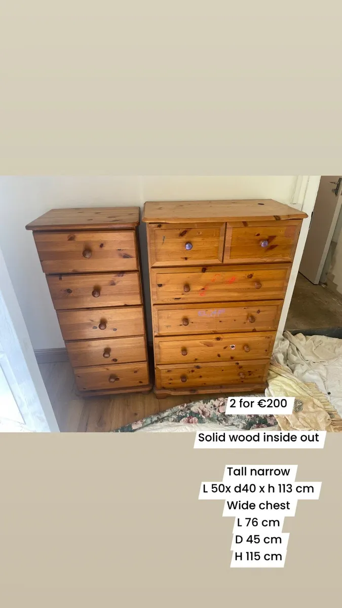 2 wooden chest of drawers - Image 1