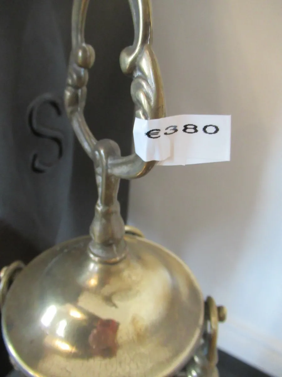 antique fire set brass brush shovel thongs - Image 3