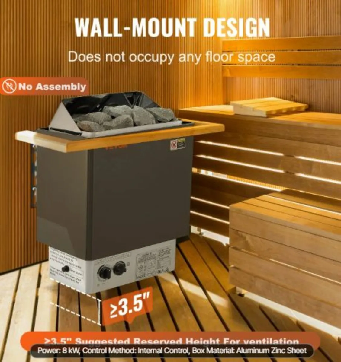 8KW Electric Sauna Heater Stove Built-In Control - Image 4