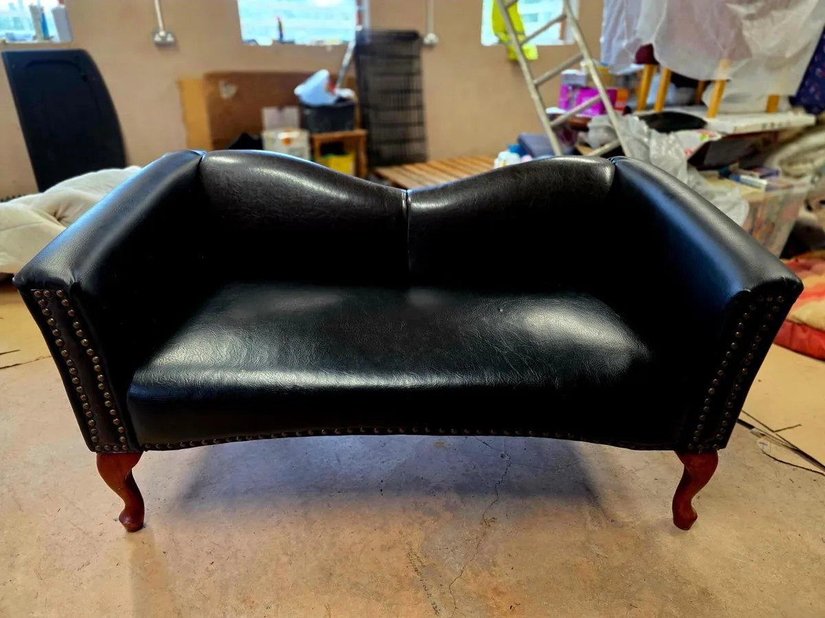 Black Leatherette Sofa - Image 2