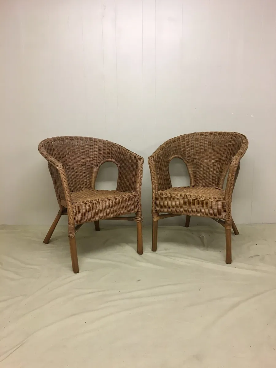 Pair Wicker Armchairs - Image 1