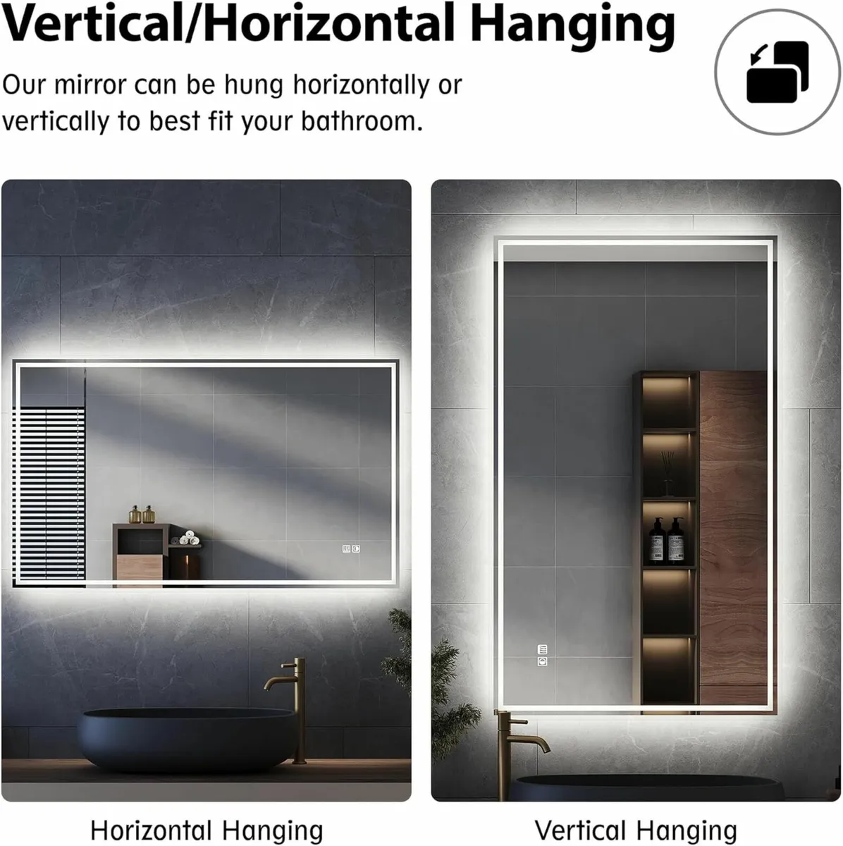 1000 x 600mm Backlit LED Bathroom Mirror - Image 3