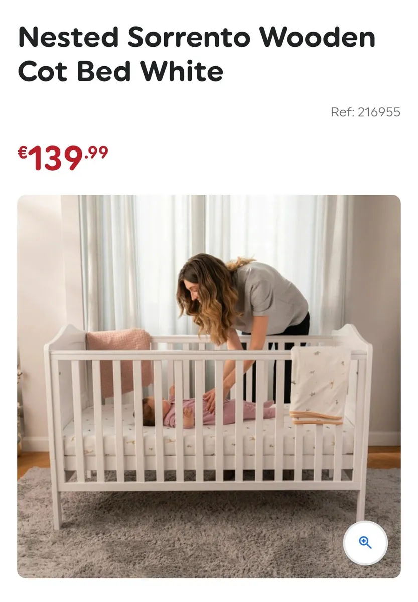 Nested Sorrento Wooden Cot Bed White - Image 1