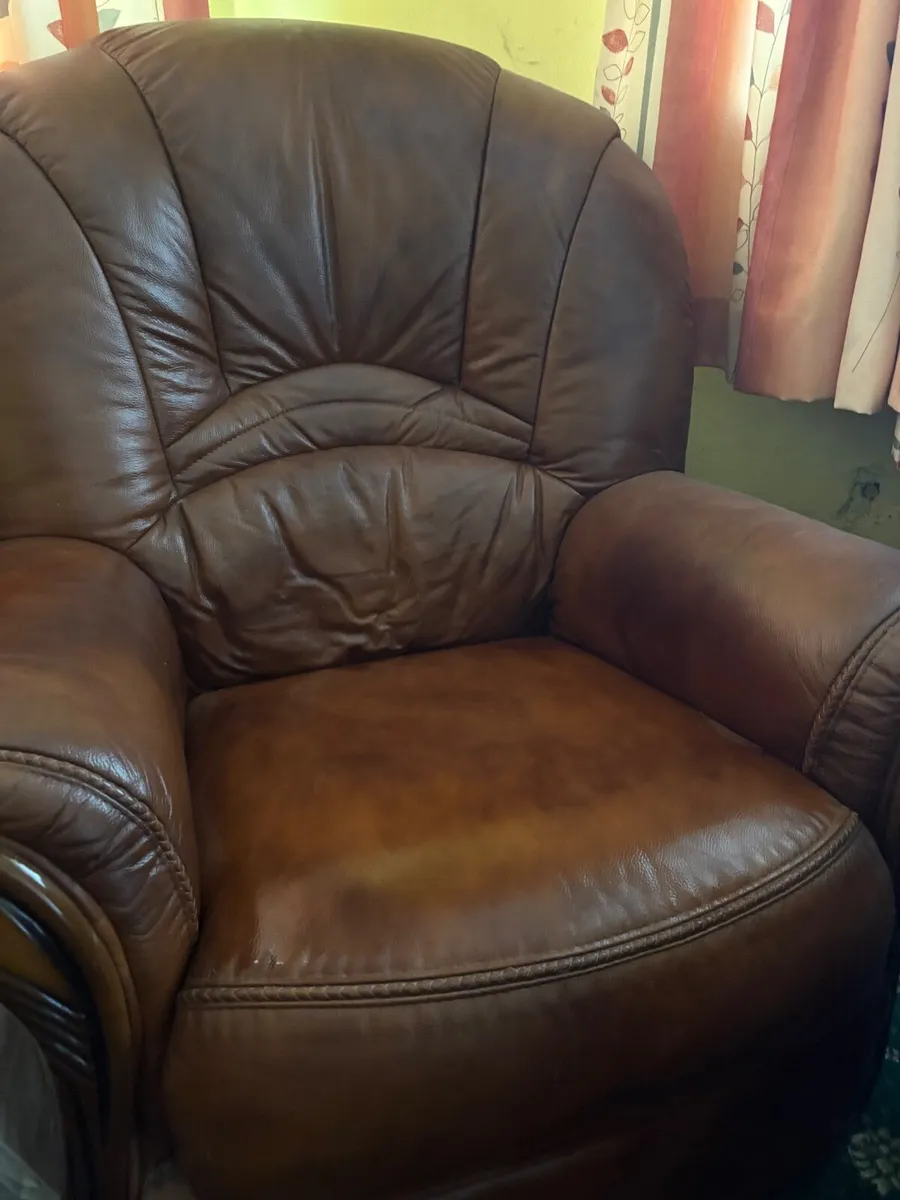 Brown Leather Armchair - Image 2