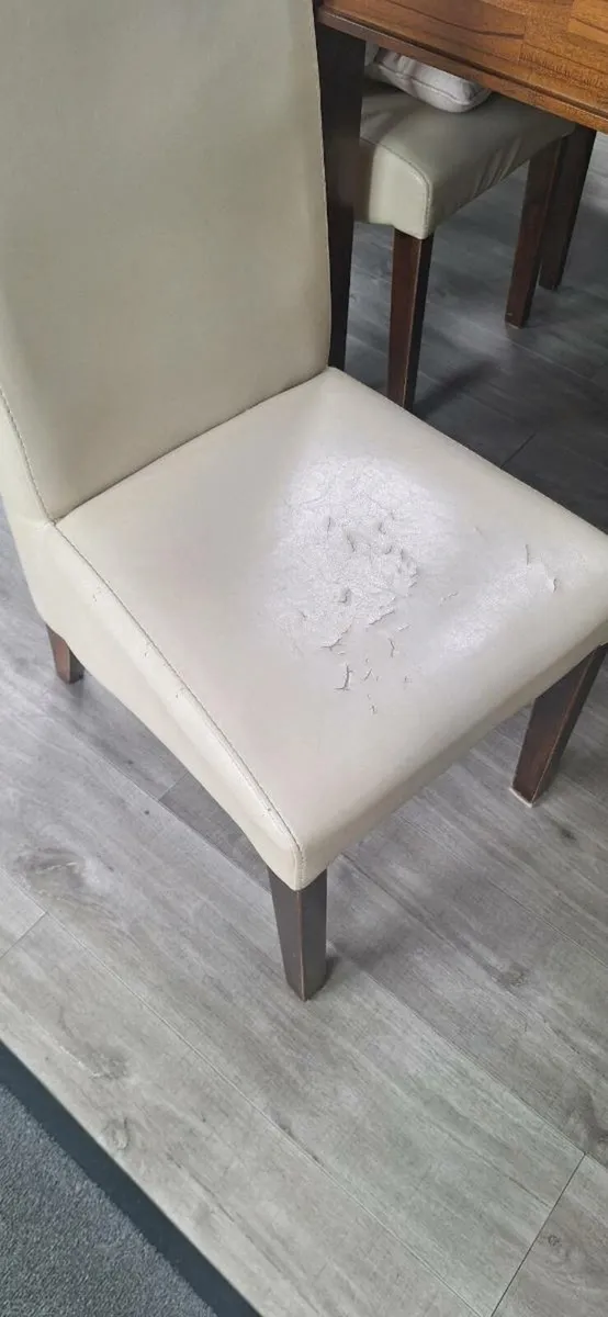 8 cream leather dining room chairs - Image 3