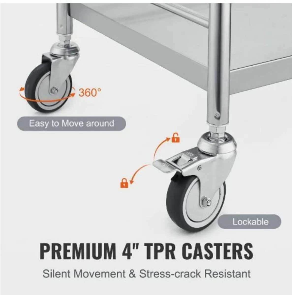 Medical Cart, 2 Layers Stainless Steel Cart - Image 4