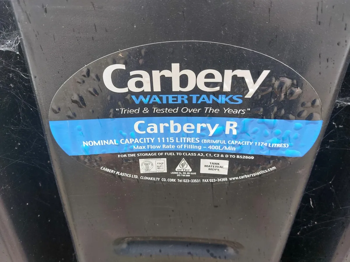 2 no. 1115L Carbery Fuel/Oil/Water Tank - Image 1