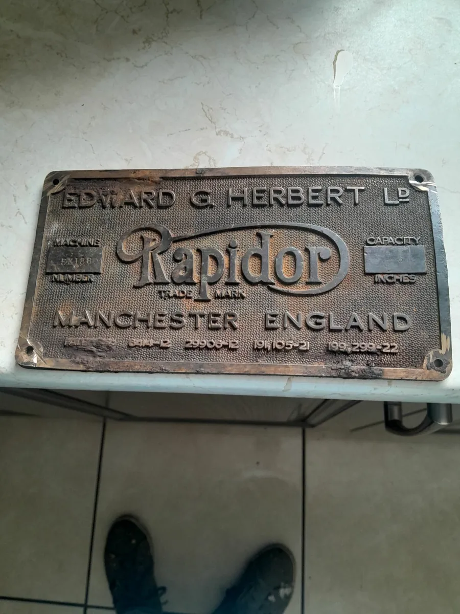 Vintage  brass  machine name plate - Image 1