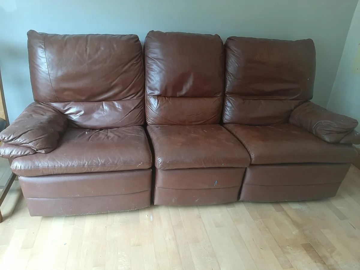 Brown leather sofa - Image 1
