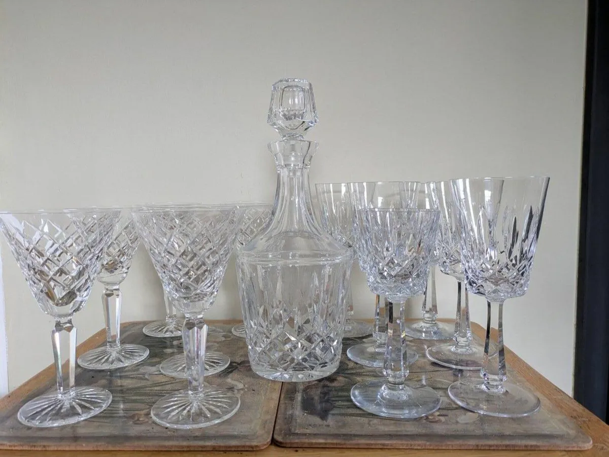Vintage Galway Crystal – Full Set 12 Glasses + Dec - Image 2