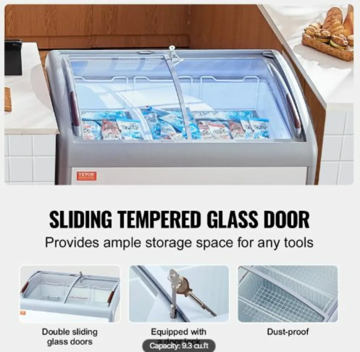 264 L Commercial Ice Cream Display Case Gelato - Image 4