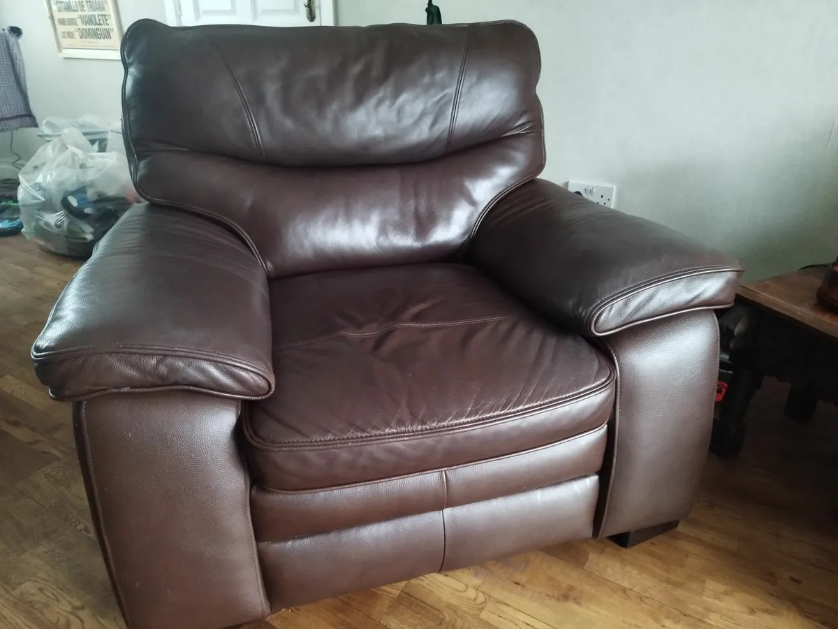 Leather sofa and chair - Image 2