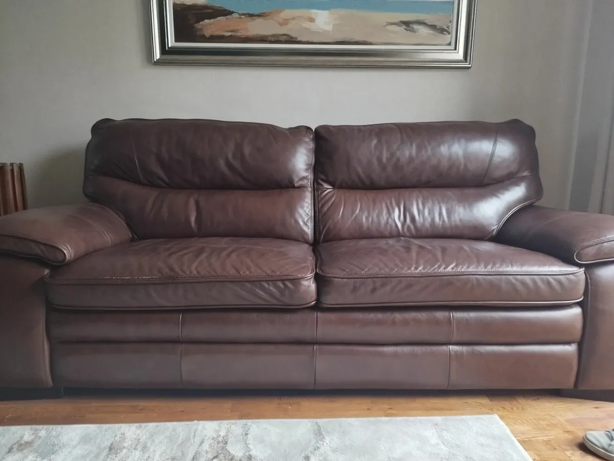 Leather sofa and chair - Image 1