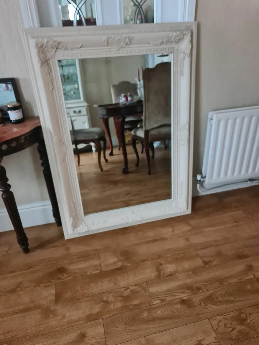 Large cream bevelled mirror - Image 4