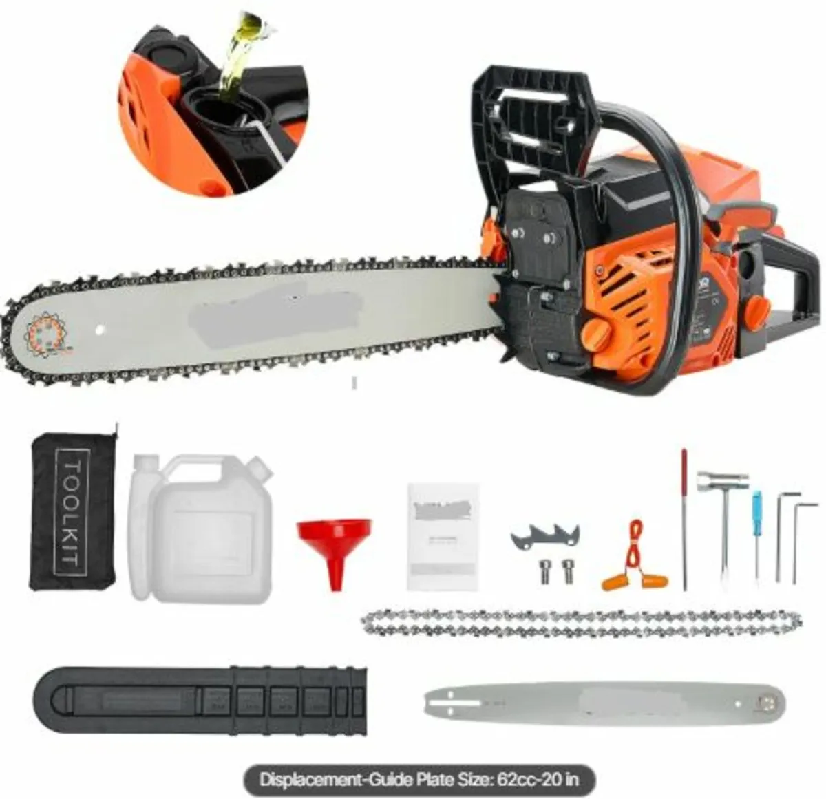 62cc Gas Chainsaw 3.6 HP Gas Powered 20 inch - Image 1