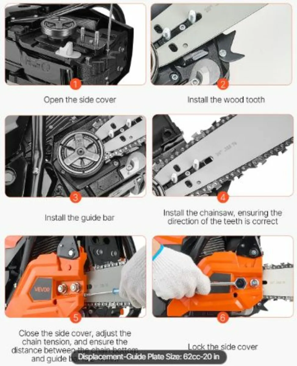 62cc Gas Chainsaw 3.6 HP Gas Powered 20 inch - Image 4