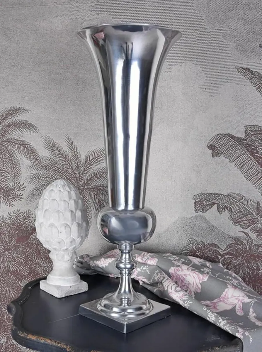 Xl Silver Cup Vase Decorative Cup Floor Vase Metal - Image 1