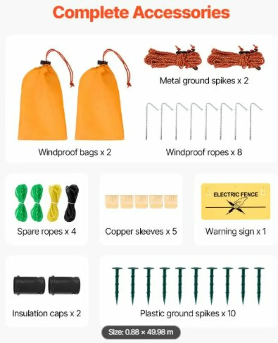 Electric Fence Netting, 0.88 x 49.98 m, PE Net - Image 2