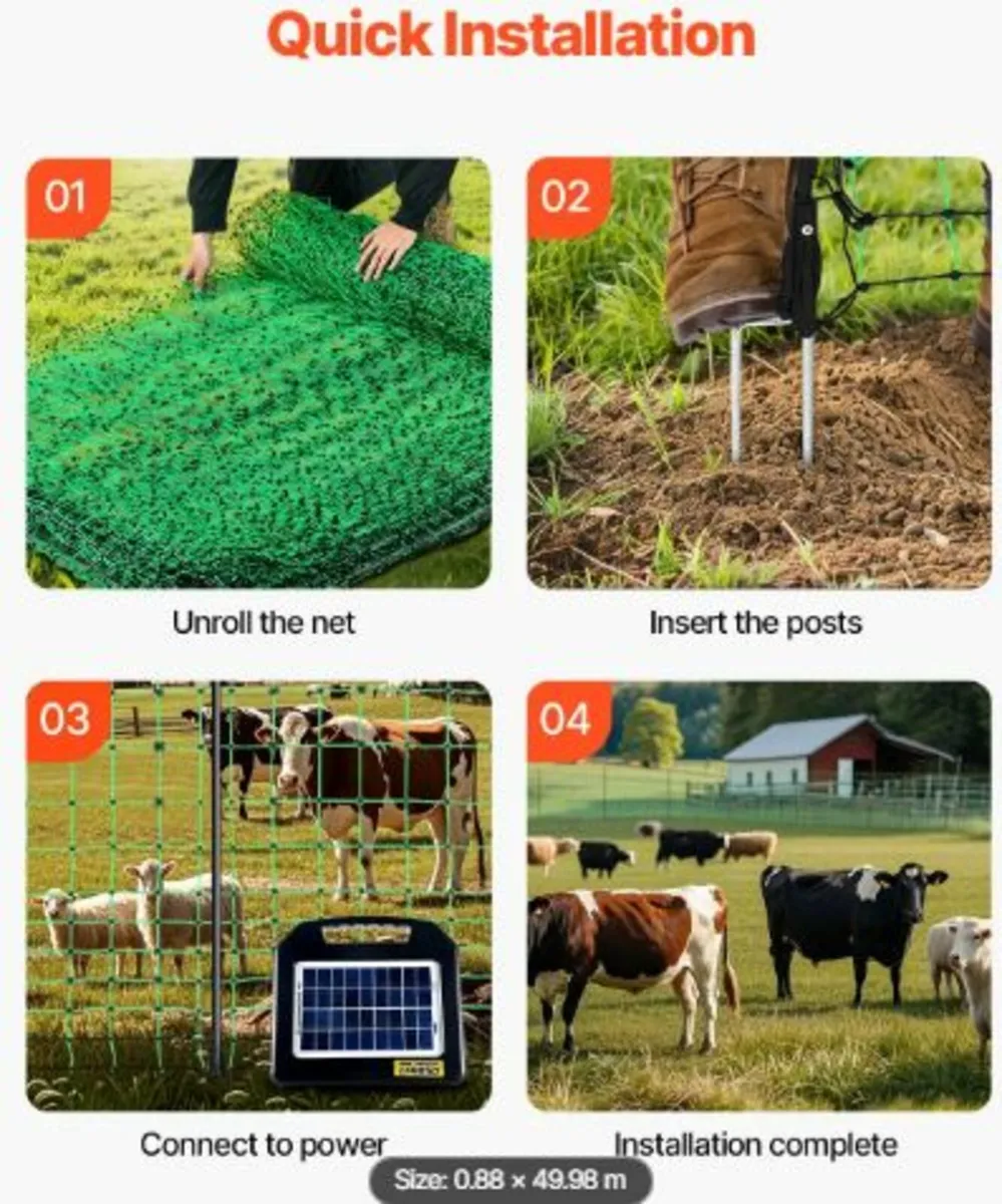 Electric Fence Netting, 0.88 x 49.98 m, PE Net - Image 3