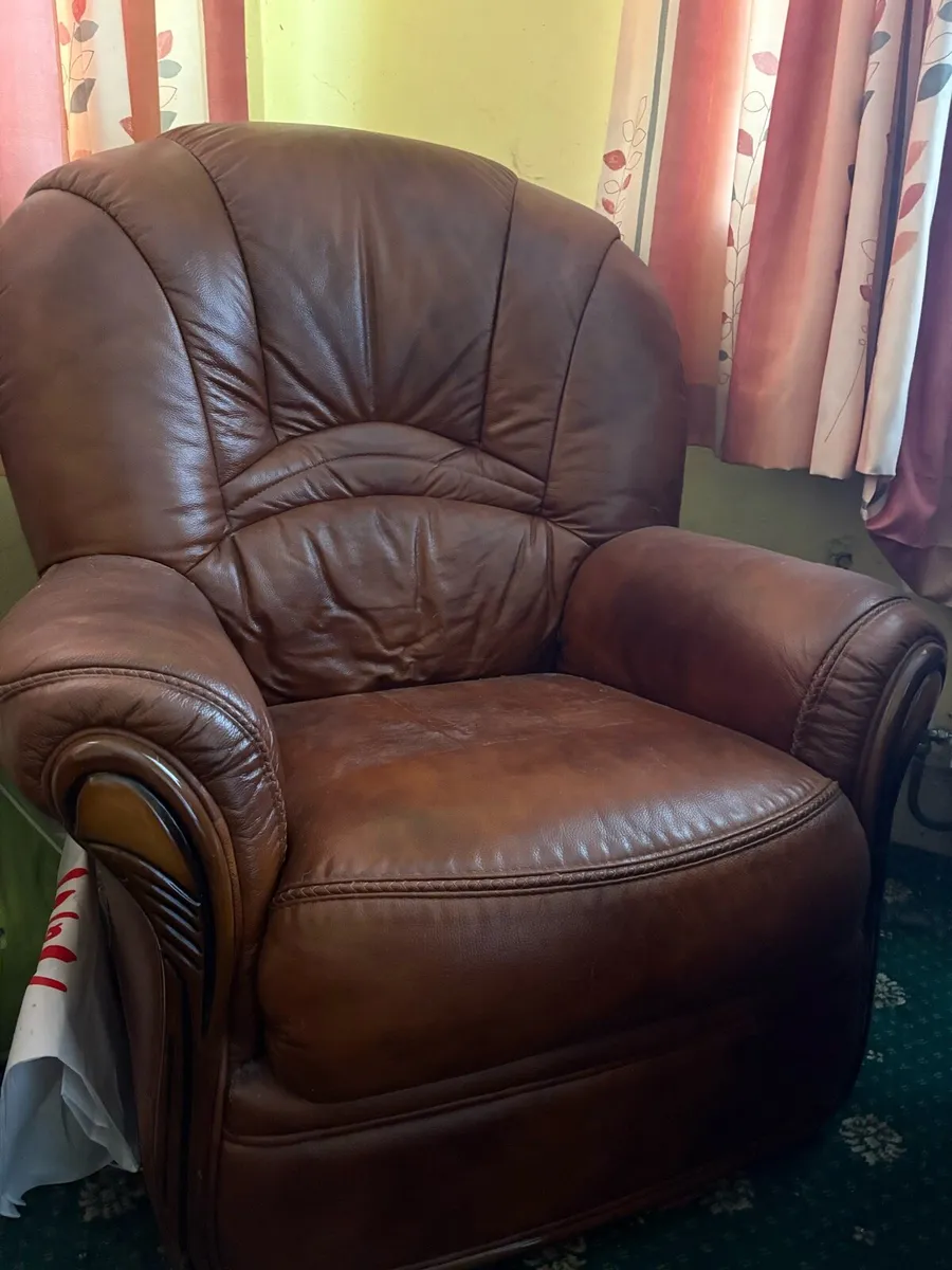 Brown Leather Armchair - Image 3